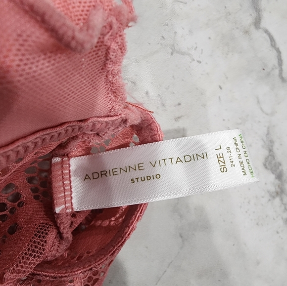 ADRIENNE VITTADINI Pink Rose Lace Removable Pads Bralette Bra Sizes Large - Picture 4 of 5